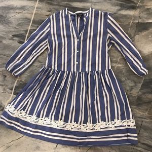 Lightweight Striped Dress With Lace Accents